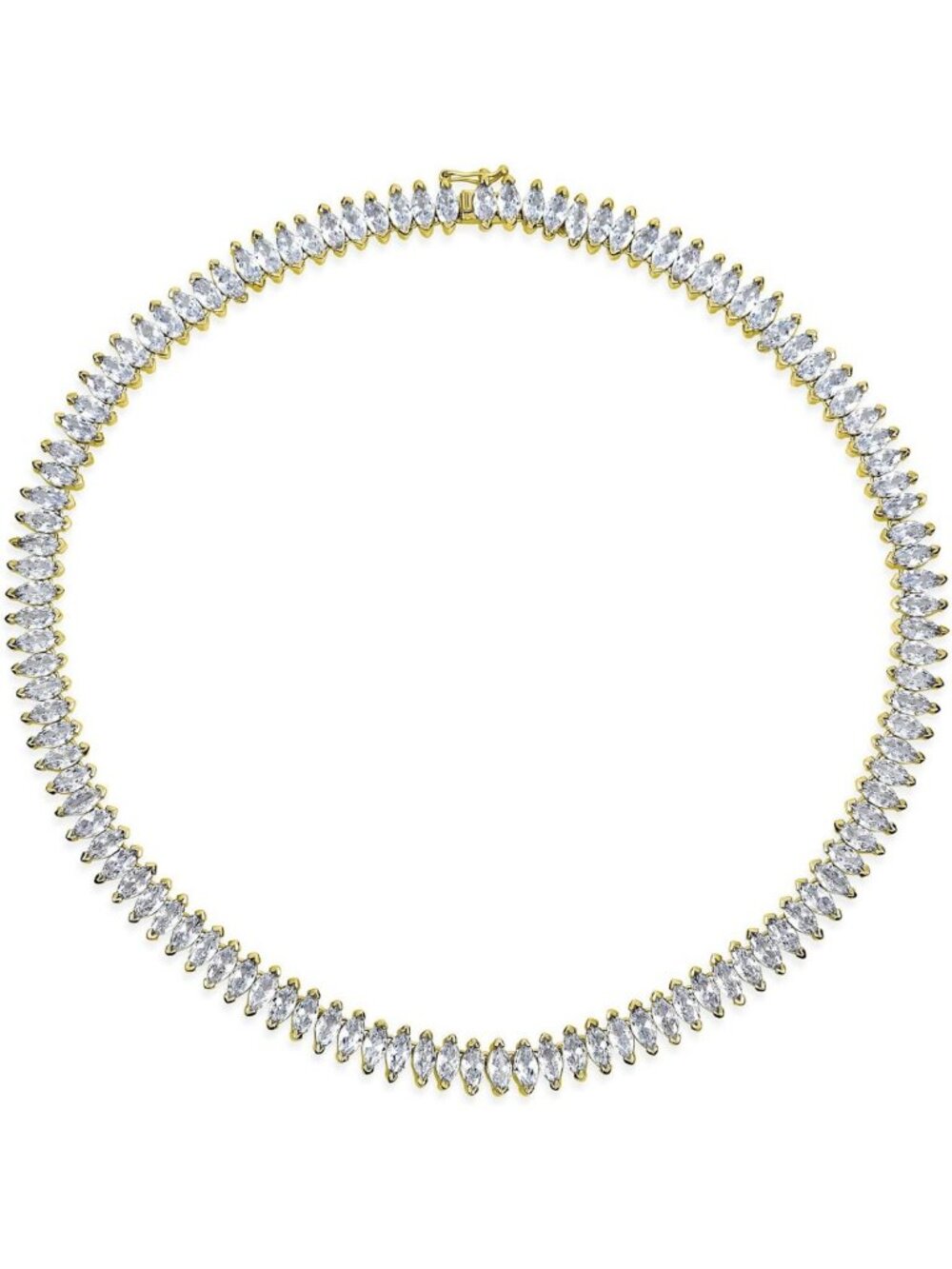 Stunning Clear Sapphire Blue CZ Tennis Necklace - Elegant Gold & Silver Plated